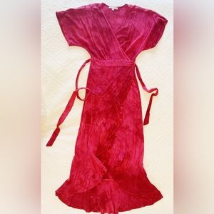 [Young Fabulous & Broke] Tie Dye Pink and Red Wrap High Low Dress S